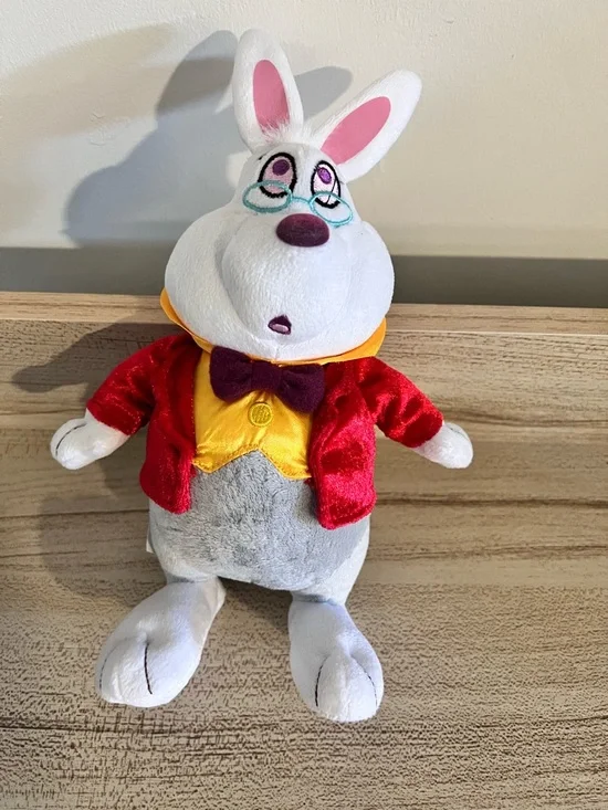 Just Play Disney Classics Alice in Wonderland White Rabbit 7in Beanbag Plush - Picture 1 of 3